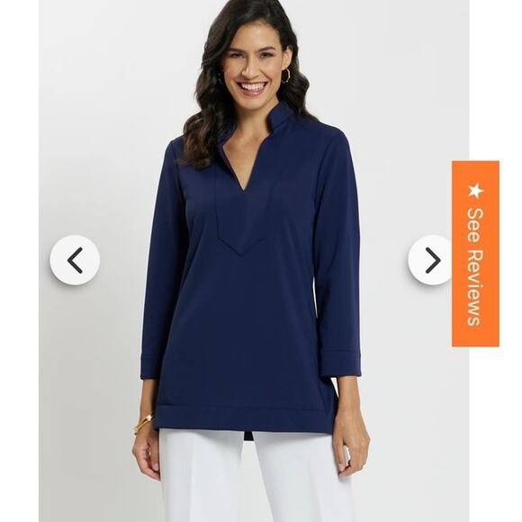 Jude Connally Tops - NWT Jude Connally Chris Tunic Top in Navy Sz XS Jude Cloth Stretch Long Sleeve